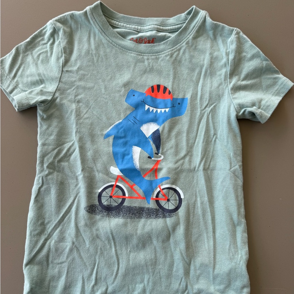 Cat & Jack Shark on Bike Tee - Mint Green